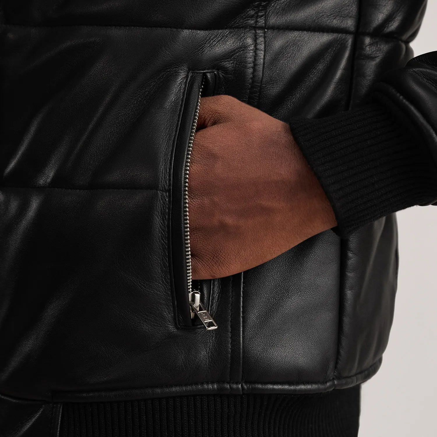 Lucas Leather Puffer Bomber Jacket