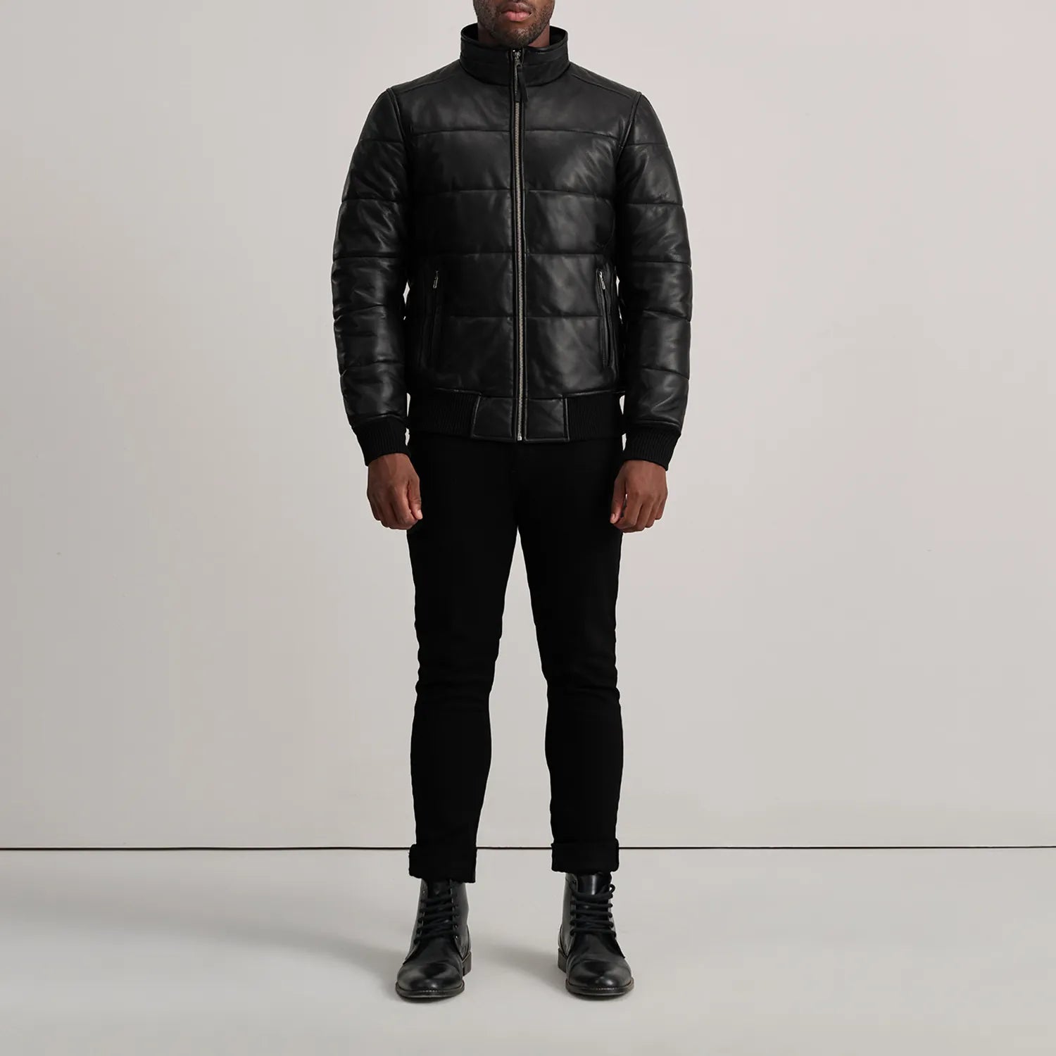 Lucas Leather Puffer Bomber Jacket