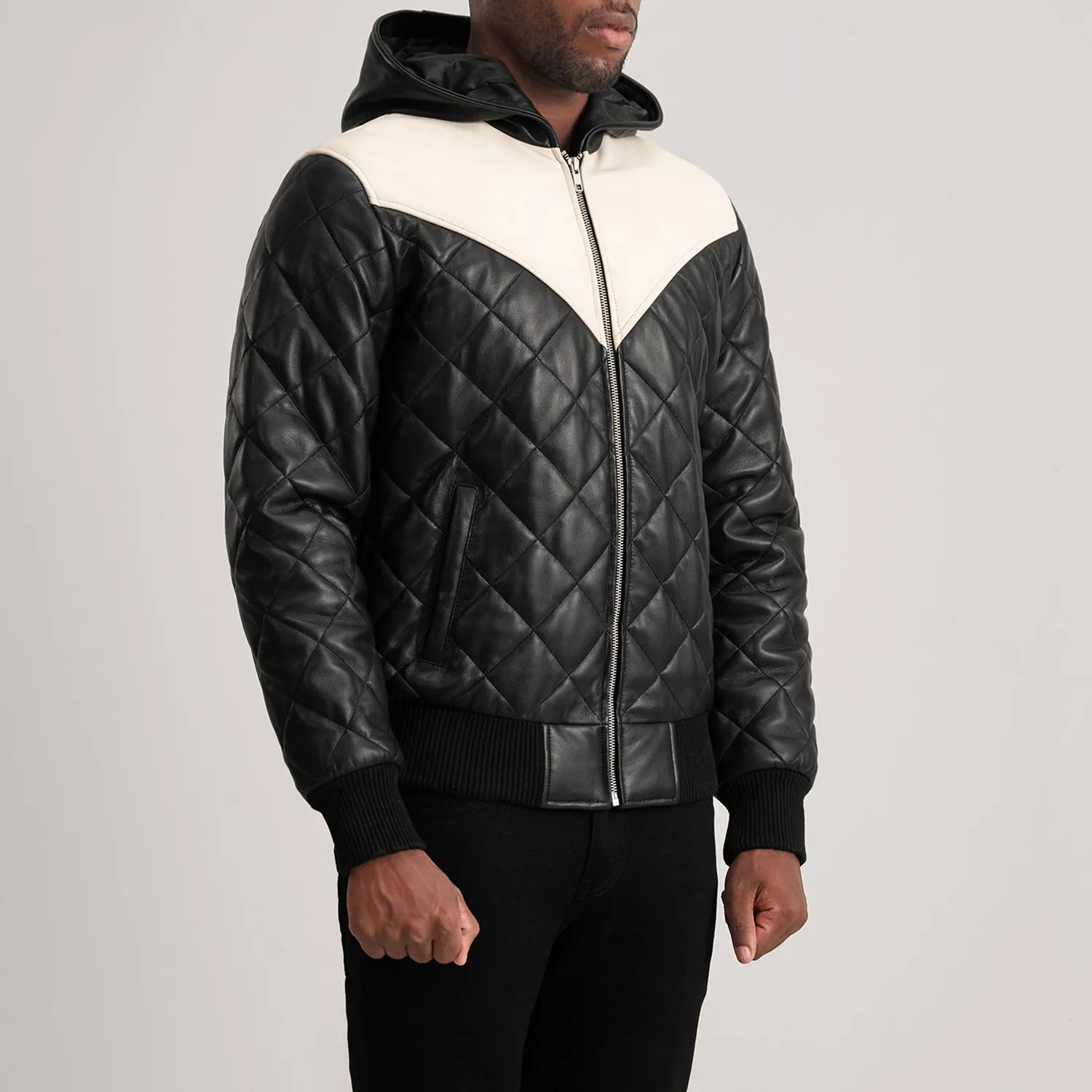 Norman Hooded Bomber Leather Puffer Jacket
