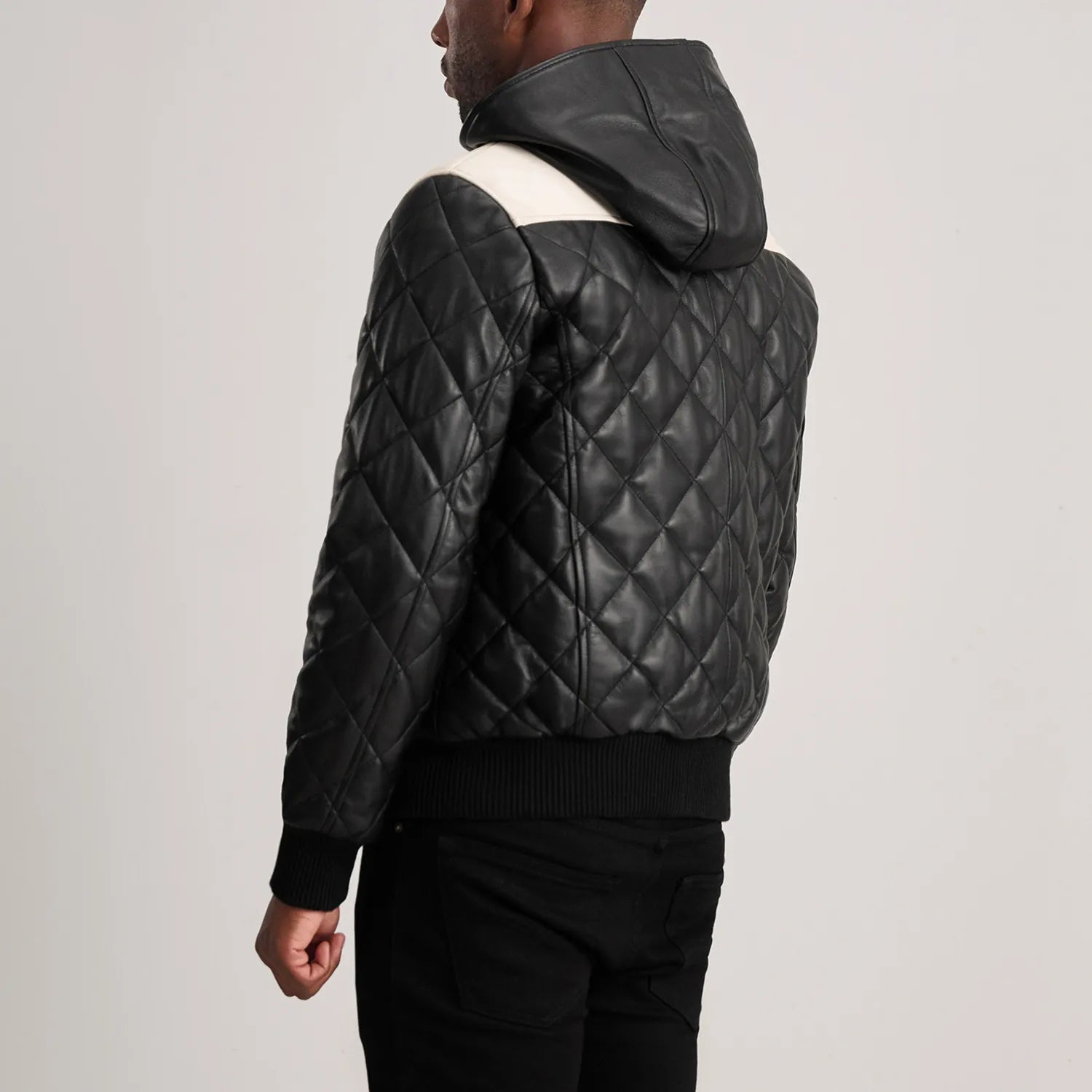 Norman Hooded Bomber Leather Puffer Jacket