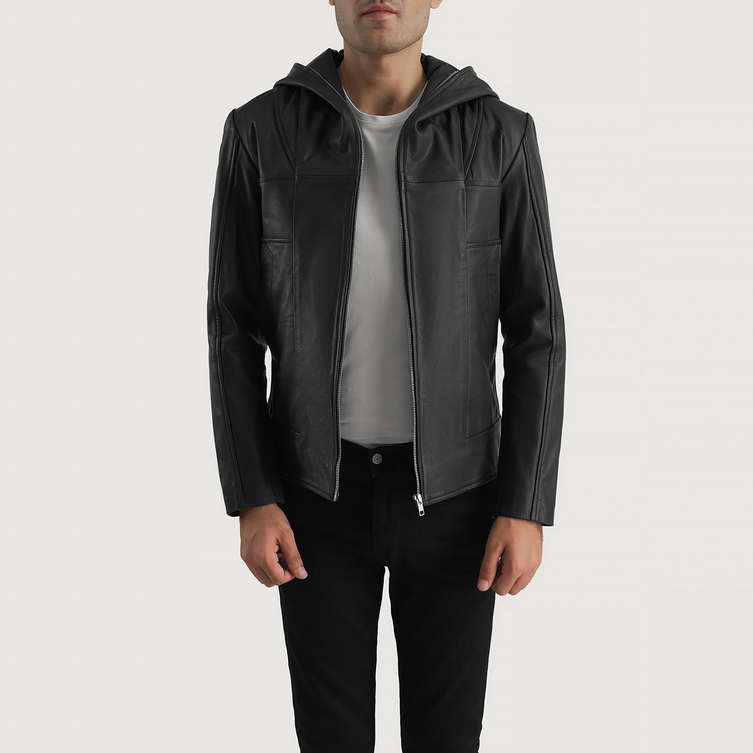 Spratt Hooded Leather Jacket - Sleek & Modern