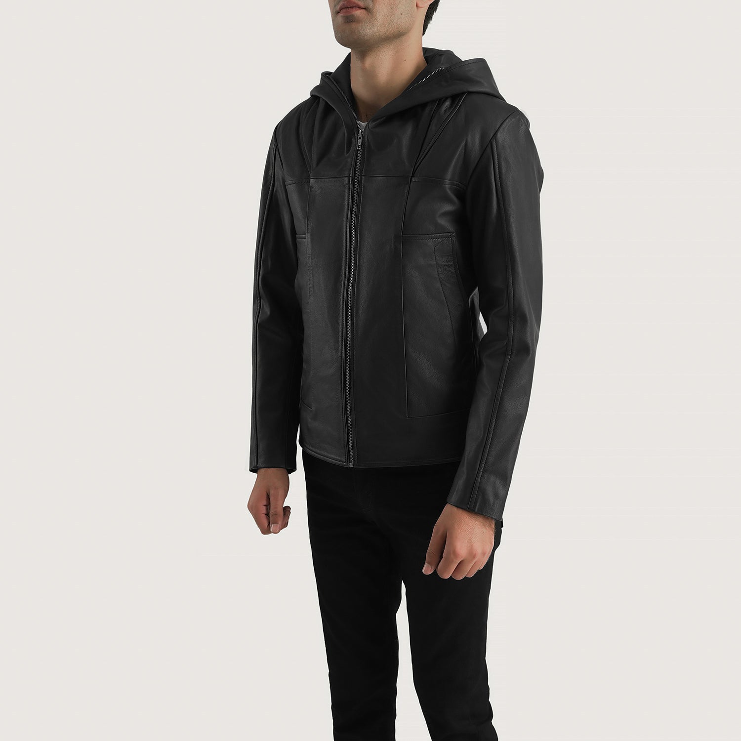 Spratt Hooded Leather Jacket - Sleek & Modern