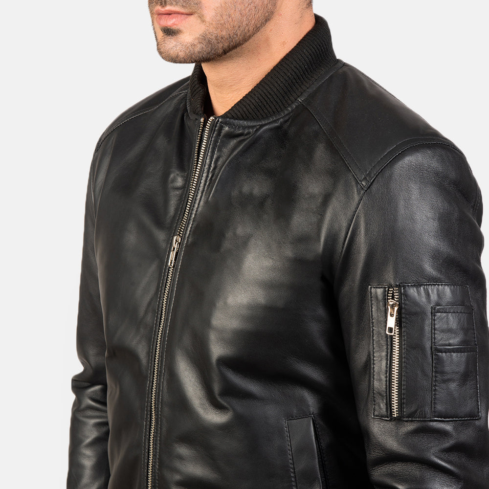 Bomia Ma-1 Leather Bomber Jacket