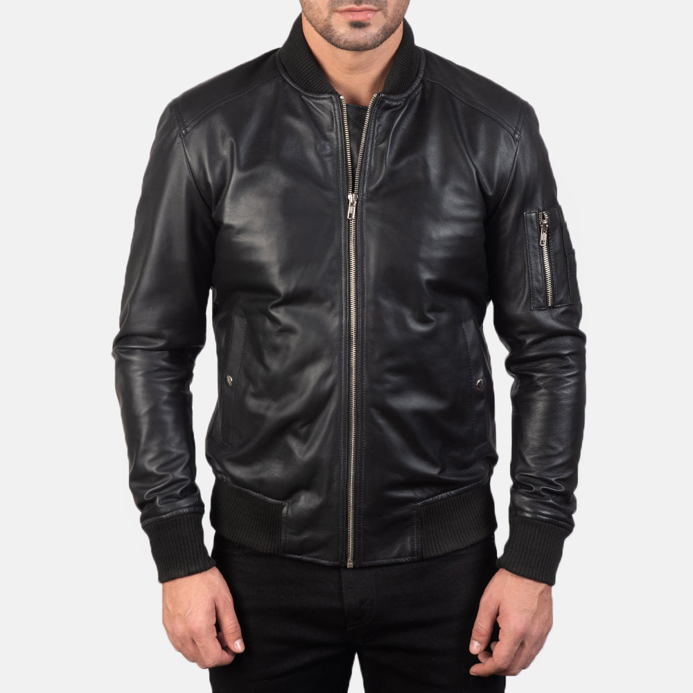Bomia Ma-1 Leather Bomber Jacket