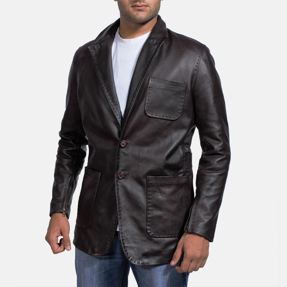 Wine Leather Blazer