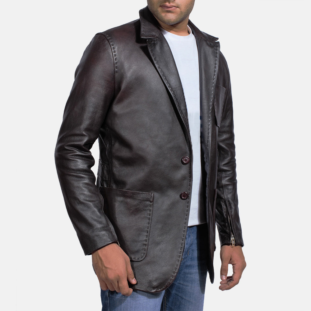 Wine Leather Blazer