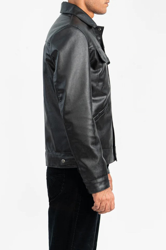 Side profile of Aurified Duvero Jacket highlighting zipper and pocket placement