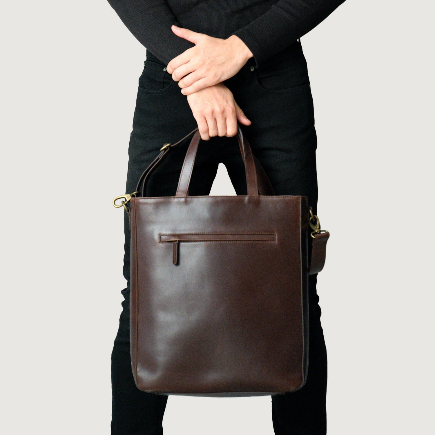 Vintage Brown Leather Tote Bag