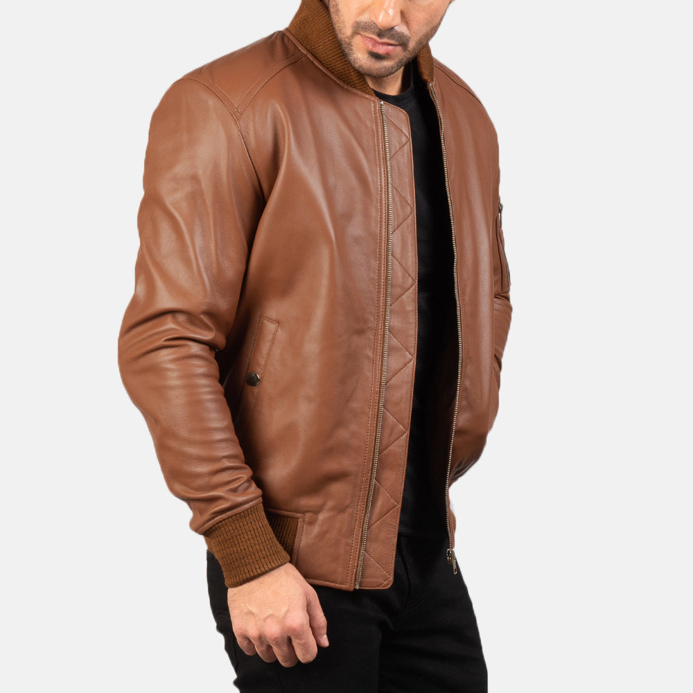 Bomia Ma-1 Leather Bomber Jacket