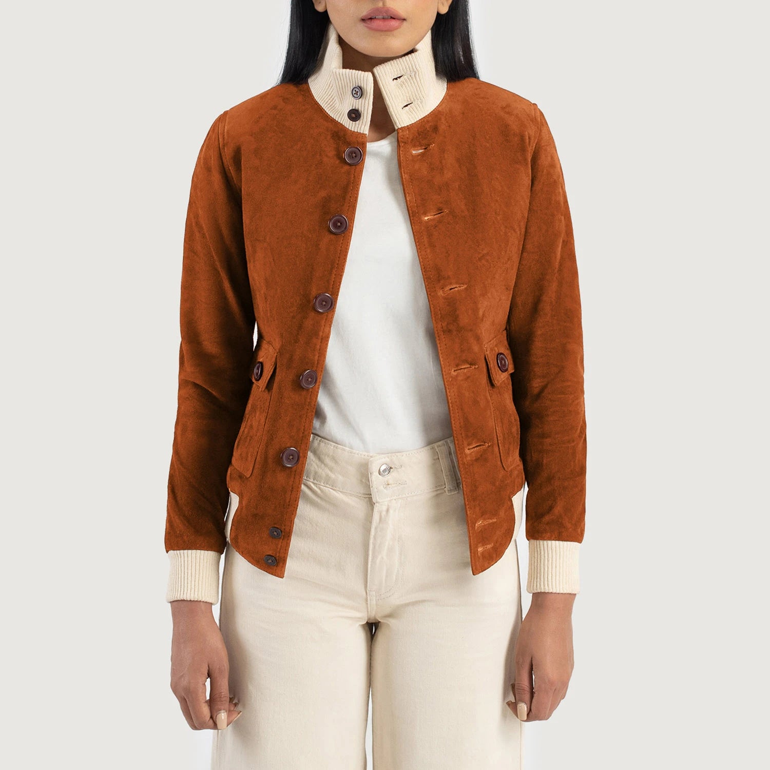 Sasha A1 Suede Bomber Leather Jacket