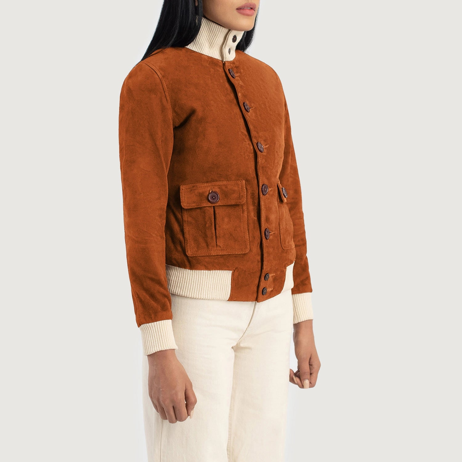Sasha A1 Suede Bomber Leather Jacket