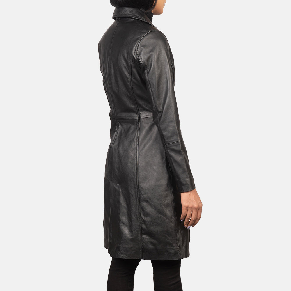Alexis Single Breasted Leather Long Coat For Women