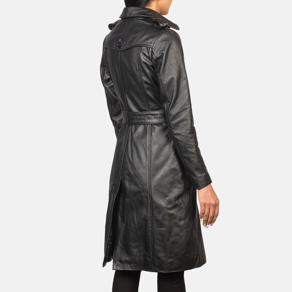Alice Double Breasted Leather Coat For Women