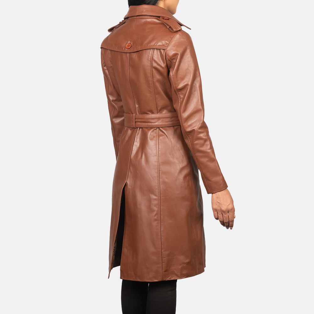 Alice Double Breasted Leather Coat For Women