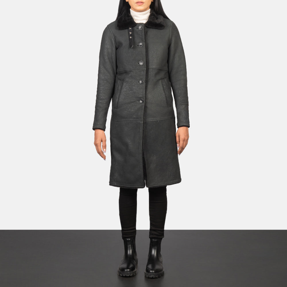 Alina Shearling Leather Coat For Women