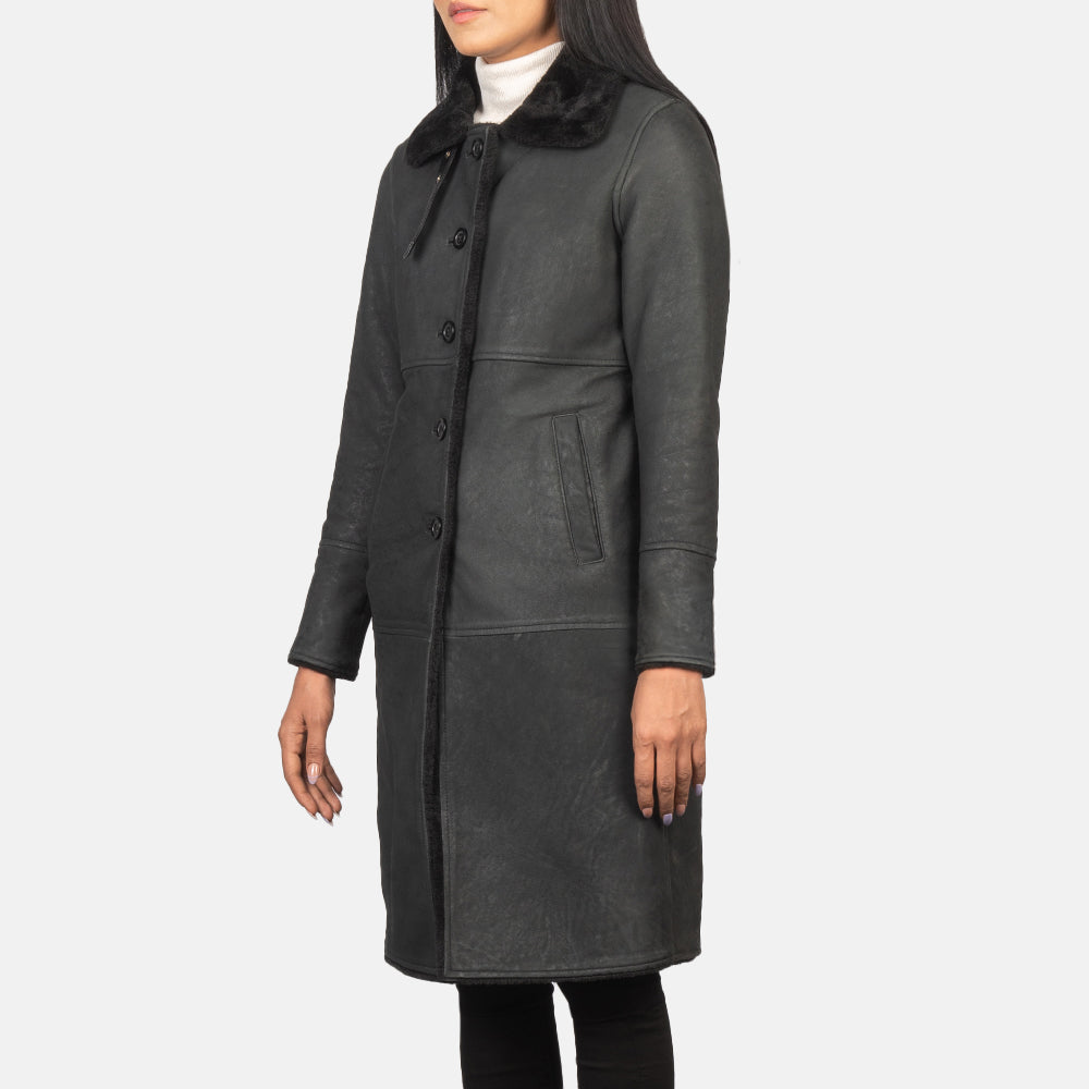 Alina Shearling Leather Coat For Women