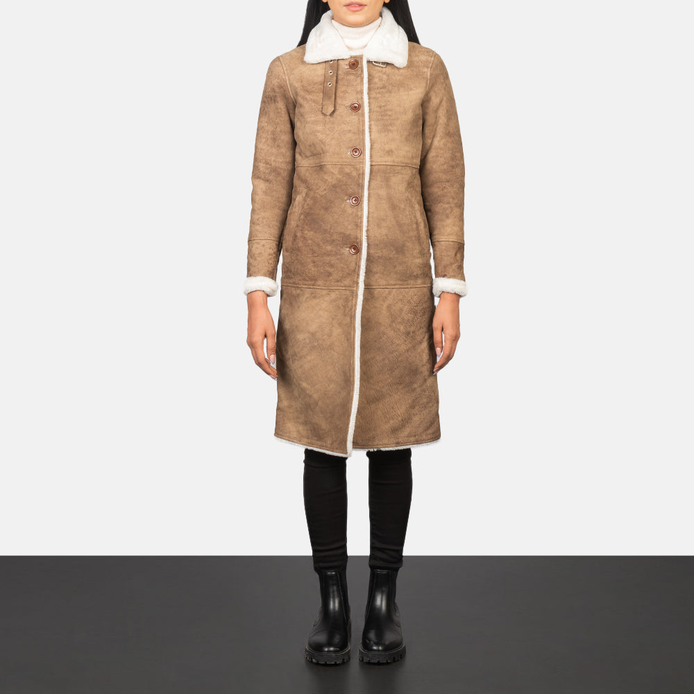 Alina Shearling Leather Coat For Women