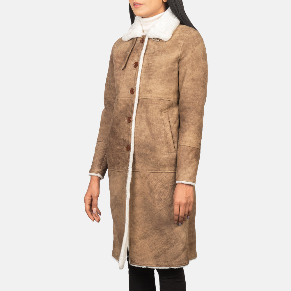 Alina Shearling Leather Coat For Women