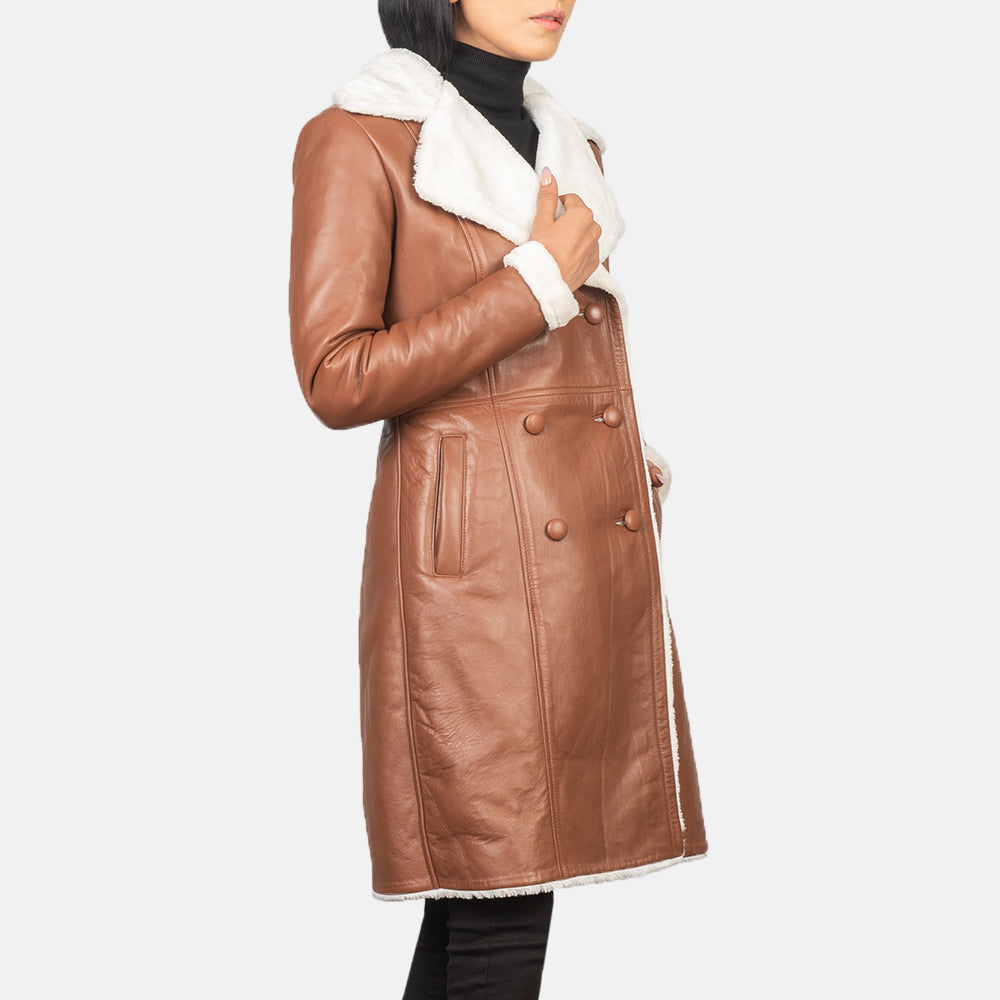 Amie Double Breasted Shearling Coat For Women