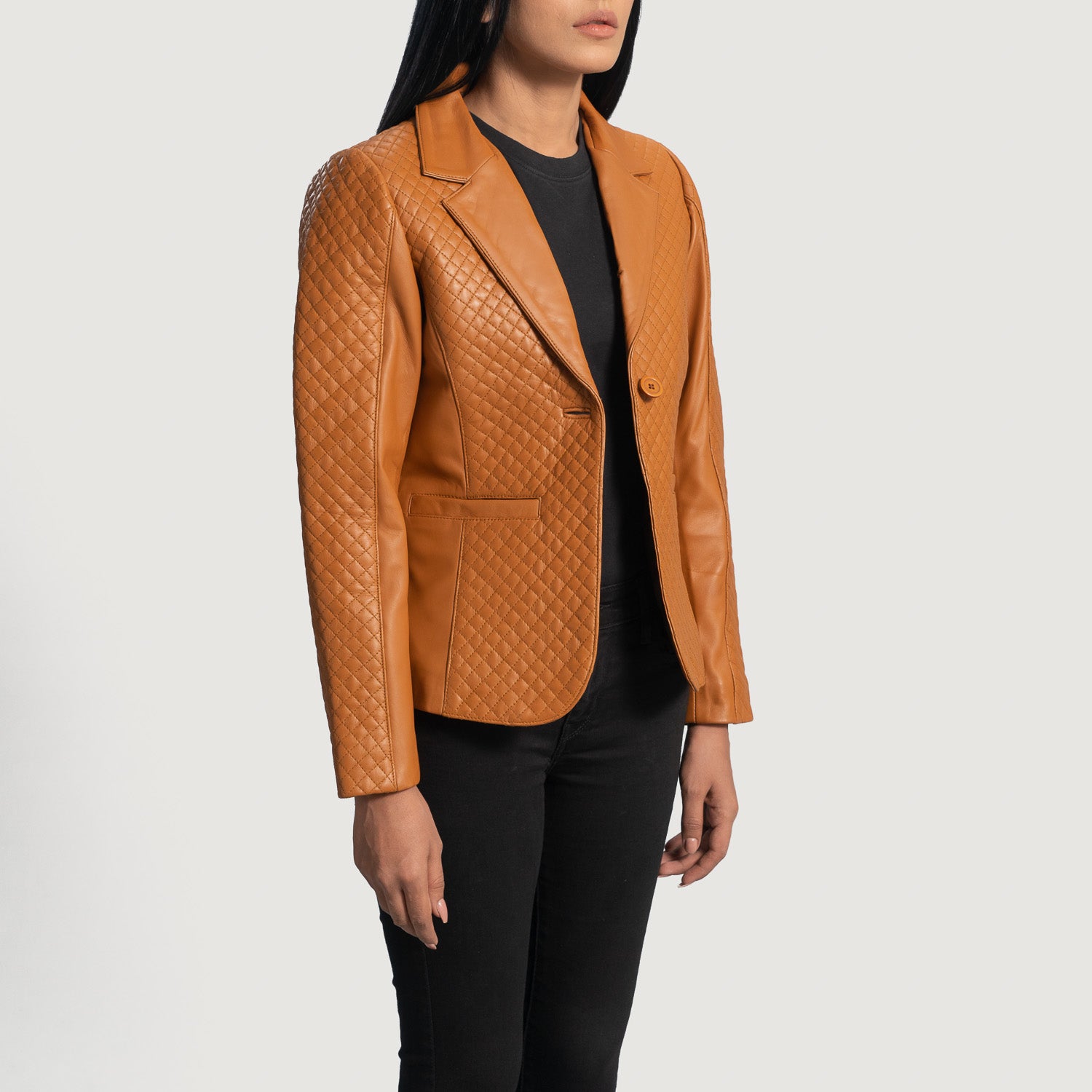 Cora Quilted Leather Blazer