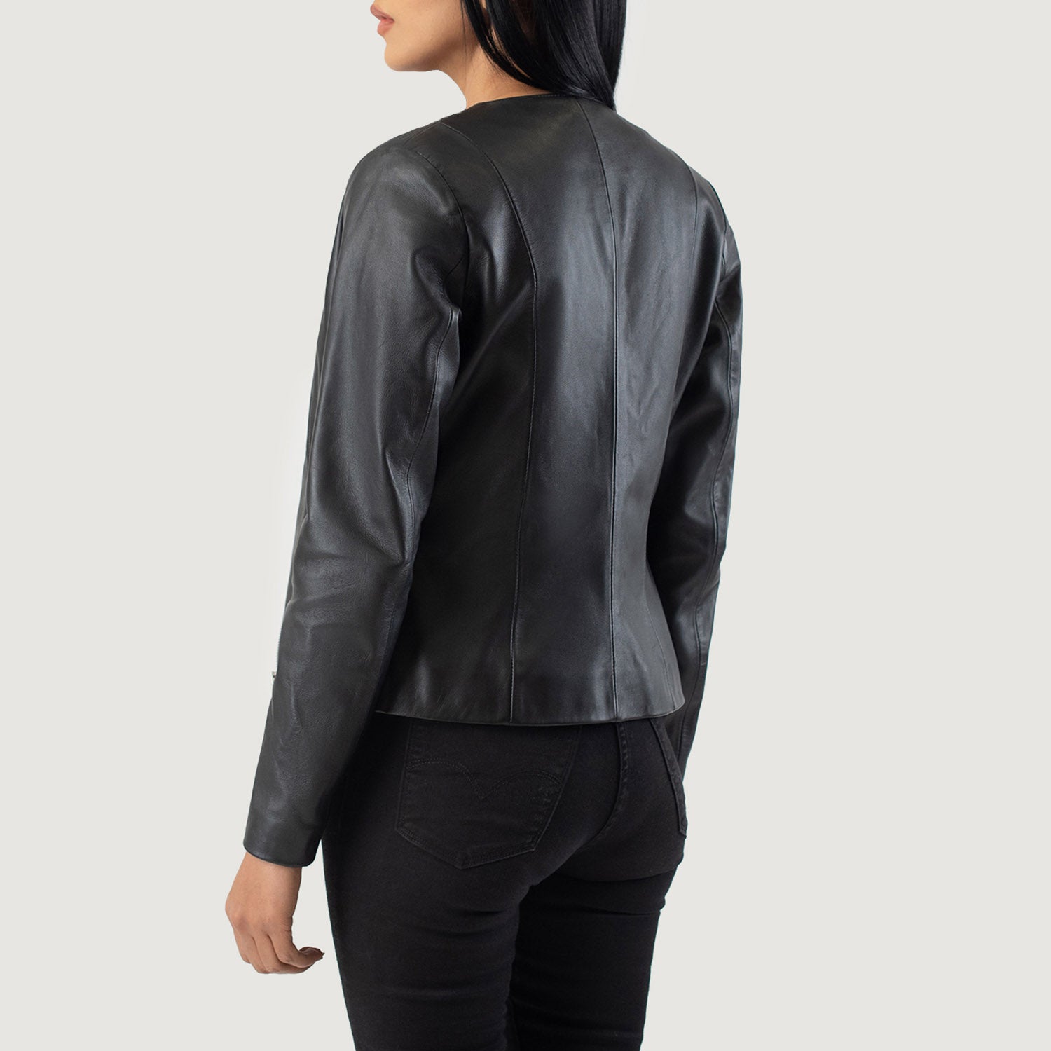 Elixir Collarless Biker Leather Jacket