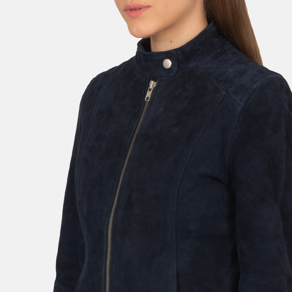 Kelsee Suede Bomber Leather Jacket