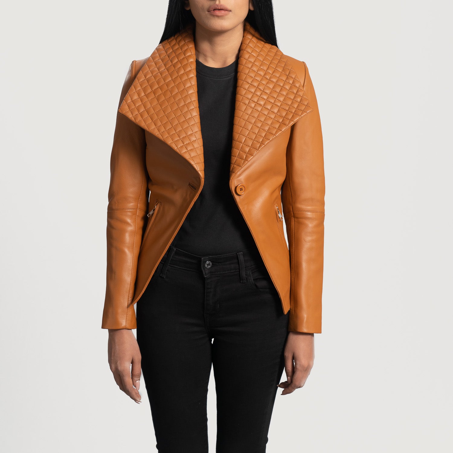 Lee Tan Leather Blazer