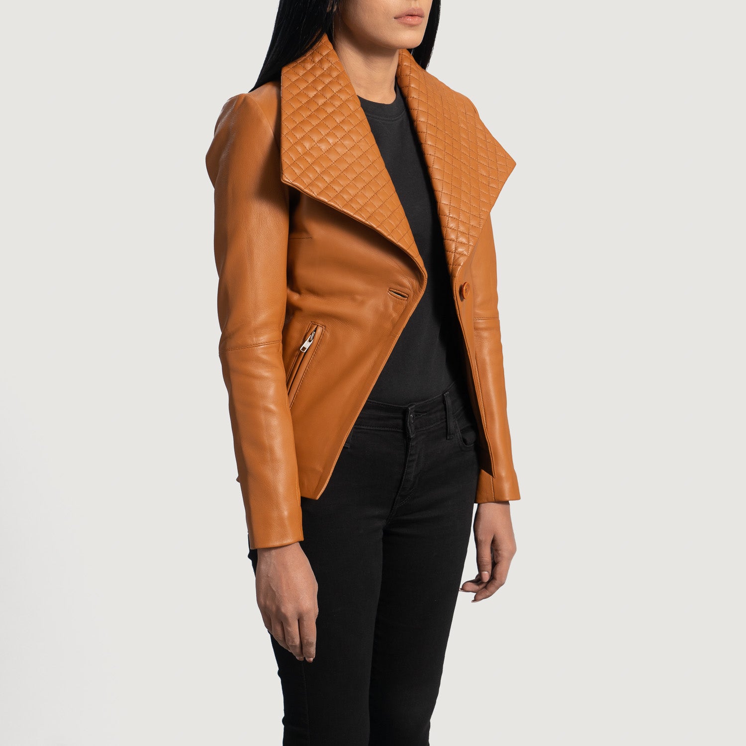 Lee Tan Leather Blazer