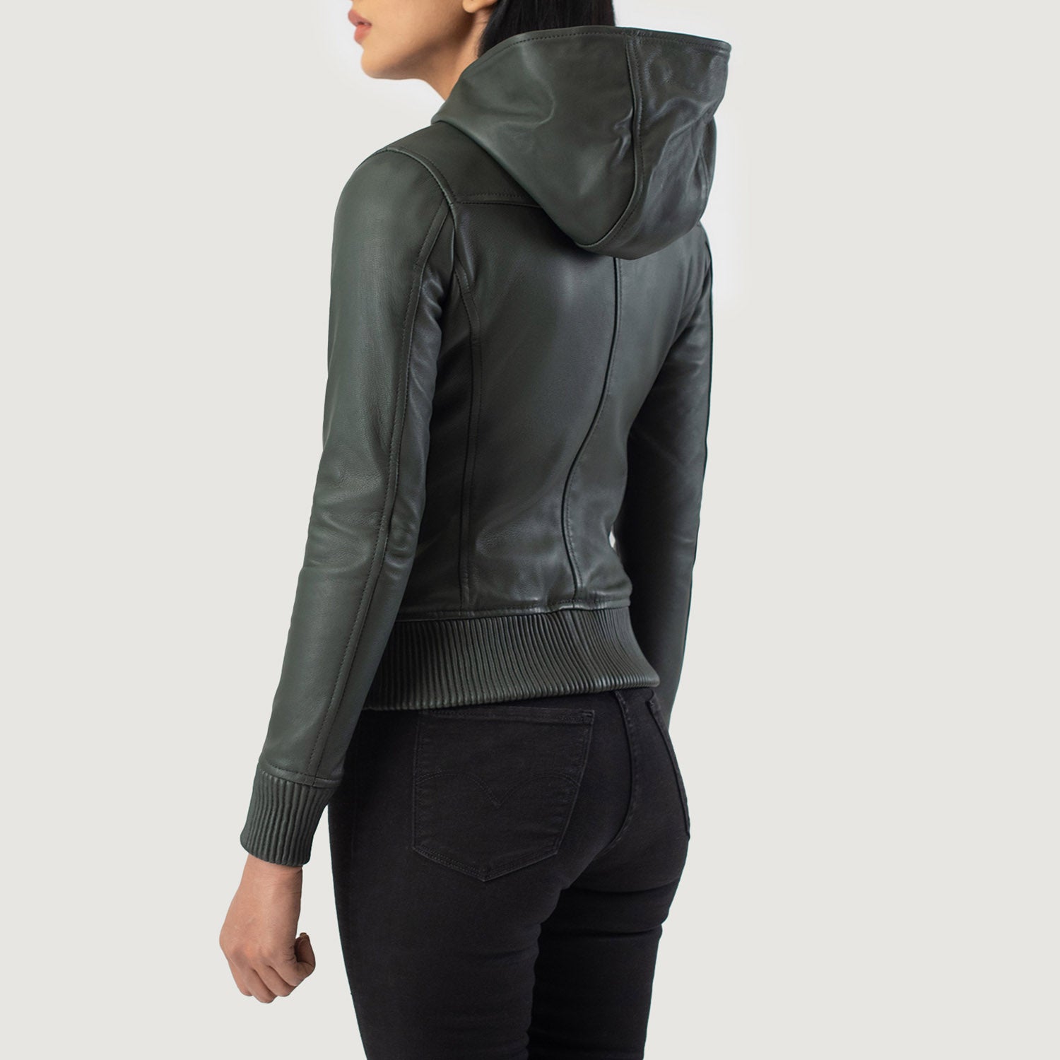 Luna Hooded Leather Bomber Jacket