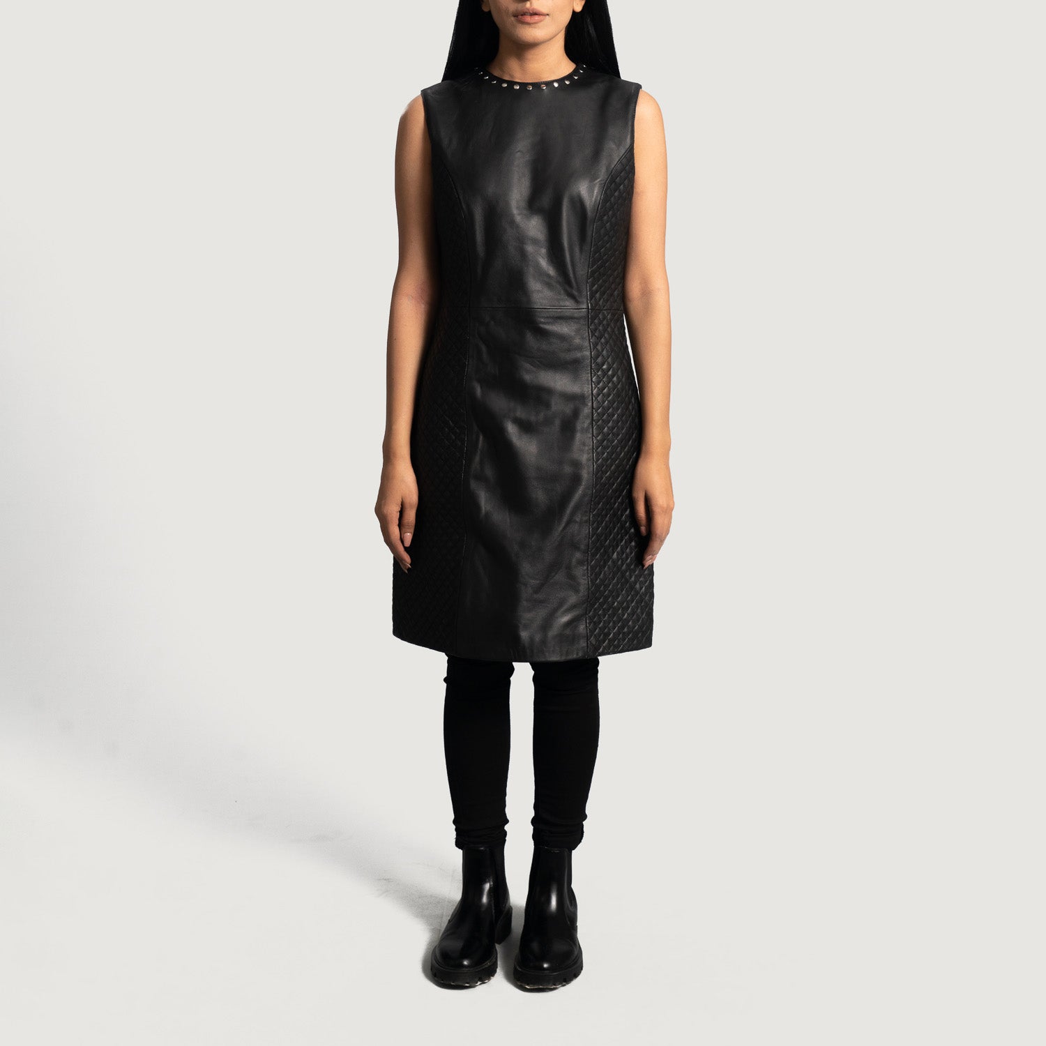 Luxe Dress Leather Long Coat For Women