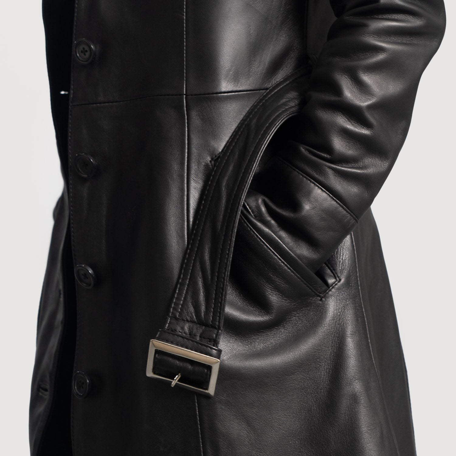 Moonlight Trench Leather Long Coat For Women