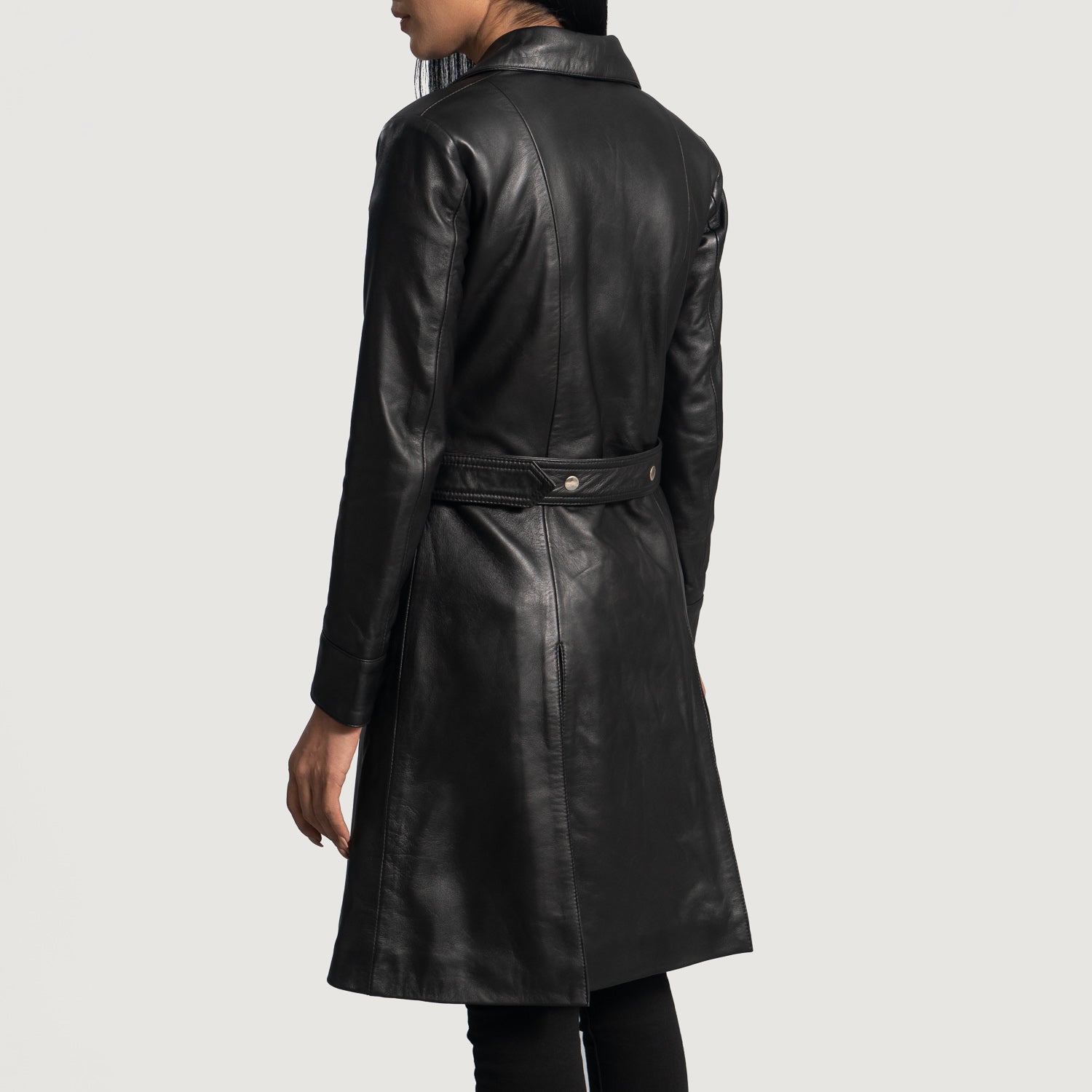 Moonlight Trench Leather Long Coat For Women