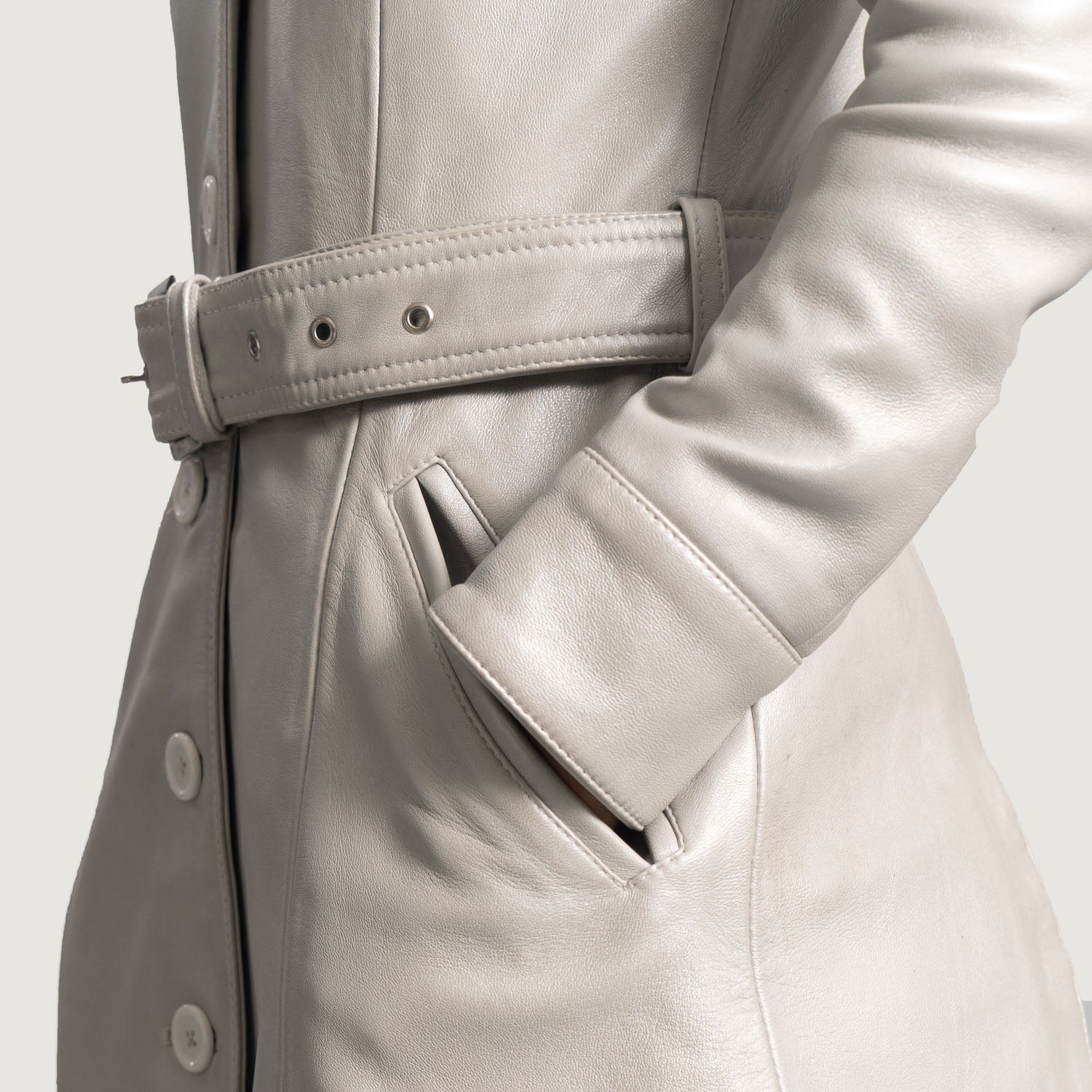 Moonlight Trench Leather Long Coat For Women