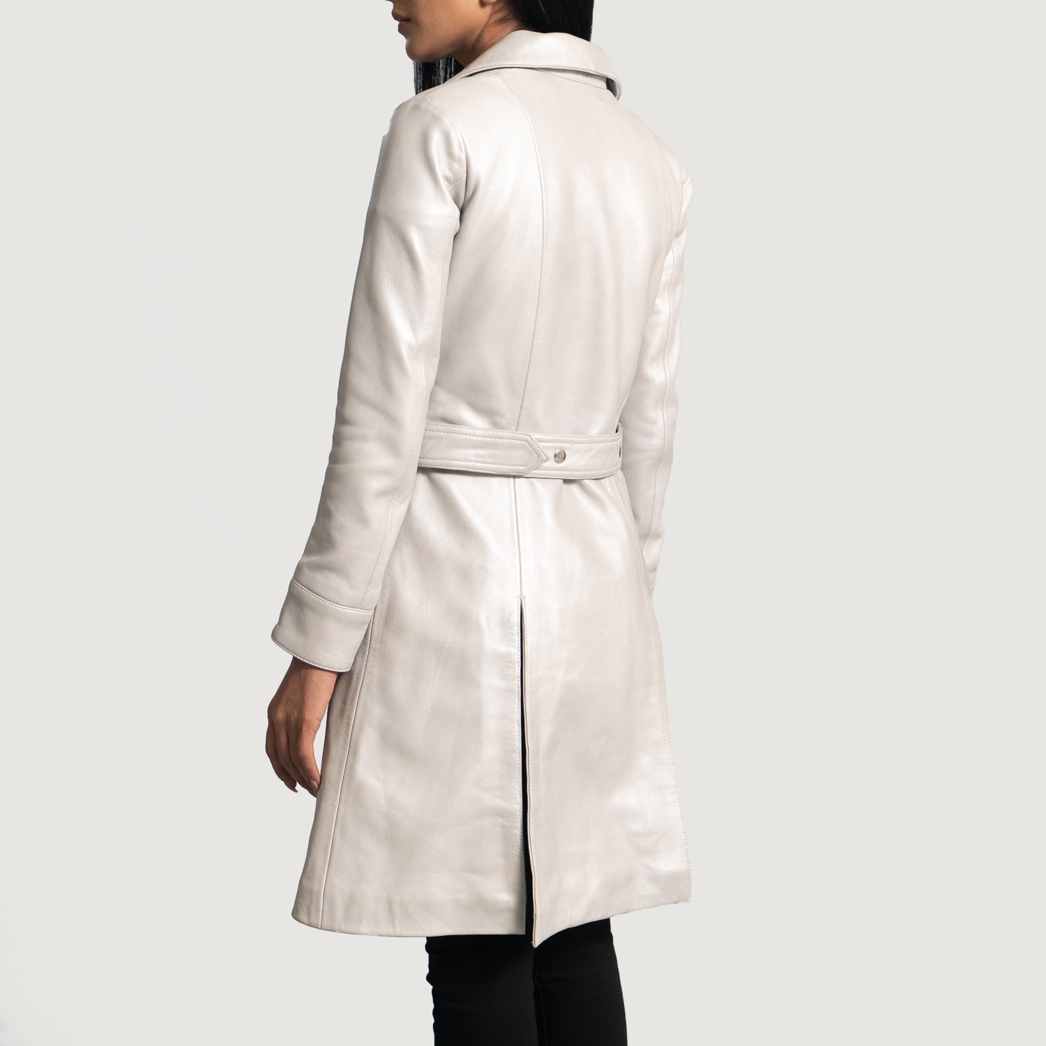 Moonlight Trench Leather Long Coat For Women