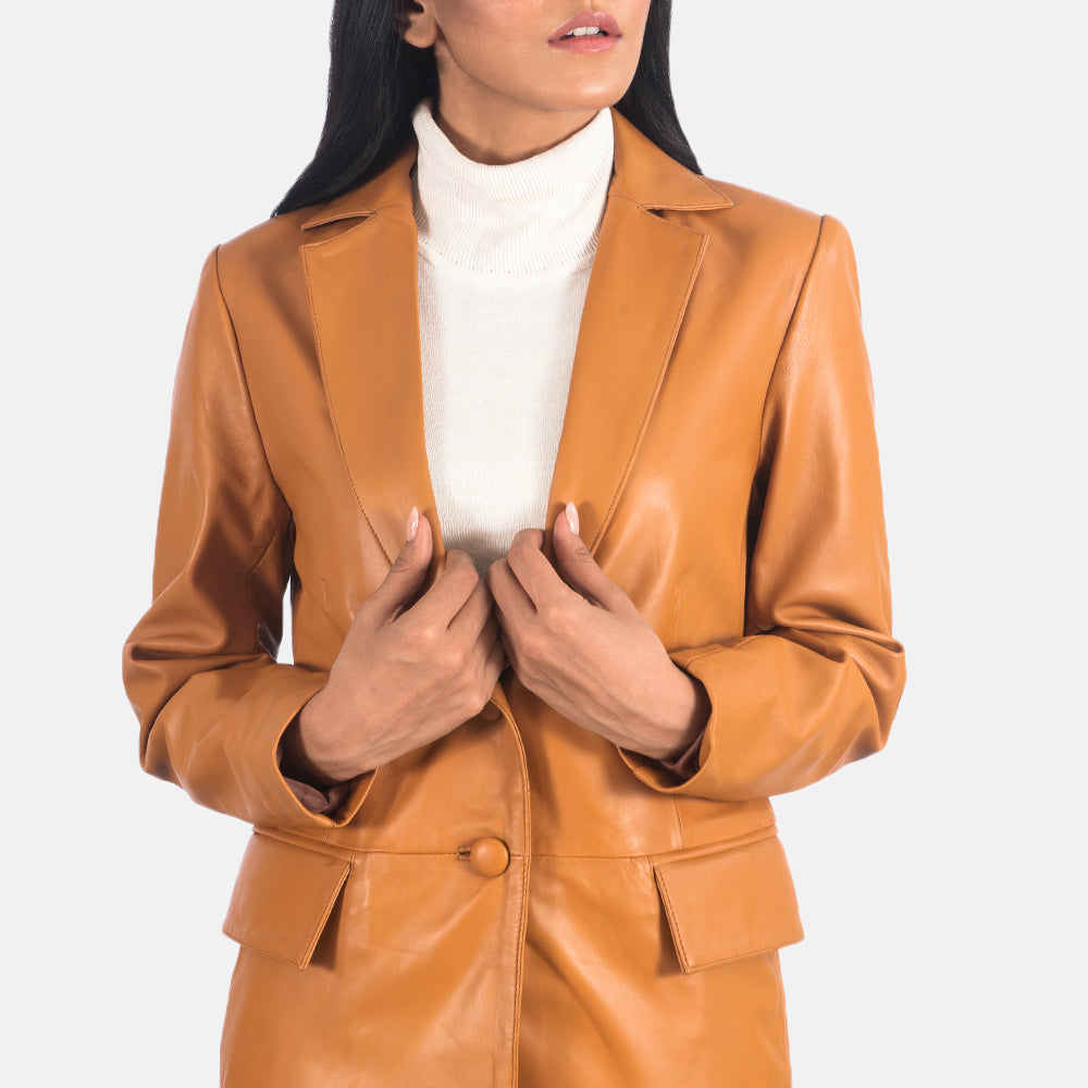 Marilyn Tan Leather Blazer