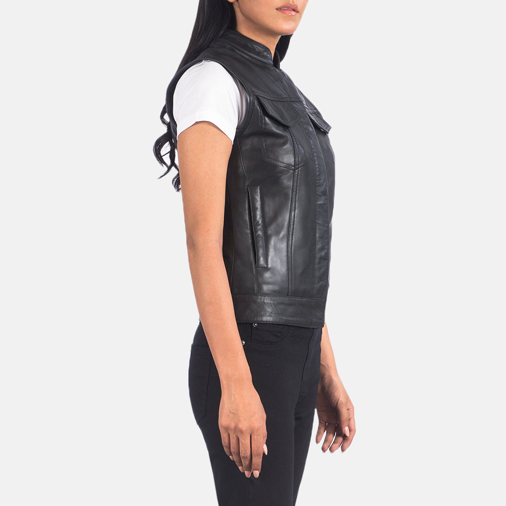 Rayne Moto Leather Vest For Womens