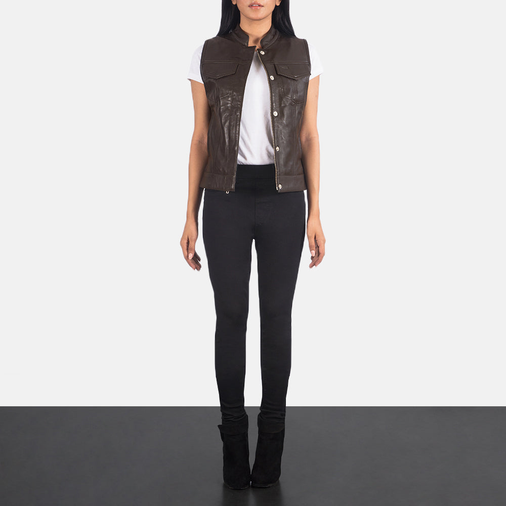Rayne Moto Leather Vest For Womens