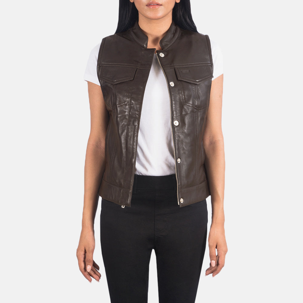 Rayne Moto Leather Vest For Womens