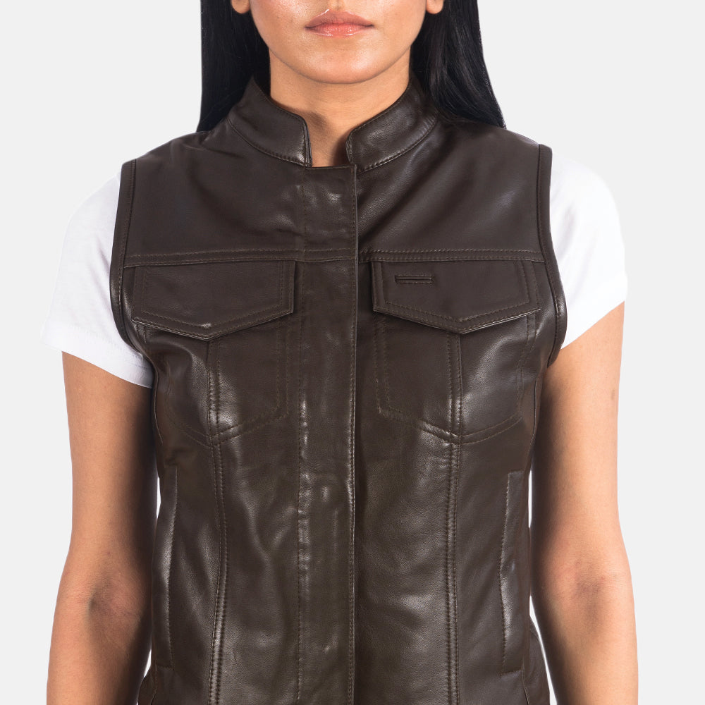 Rayne Moto Leather Vest For Womens