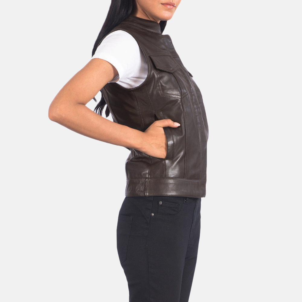 Rayne Moto Leather Vest For Womens