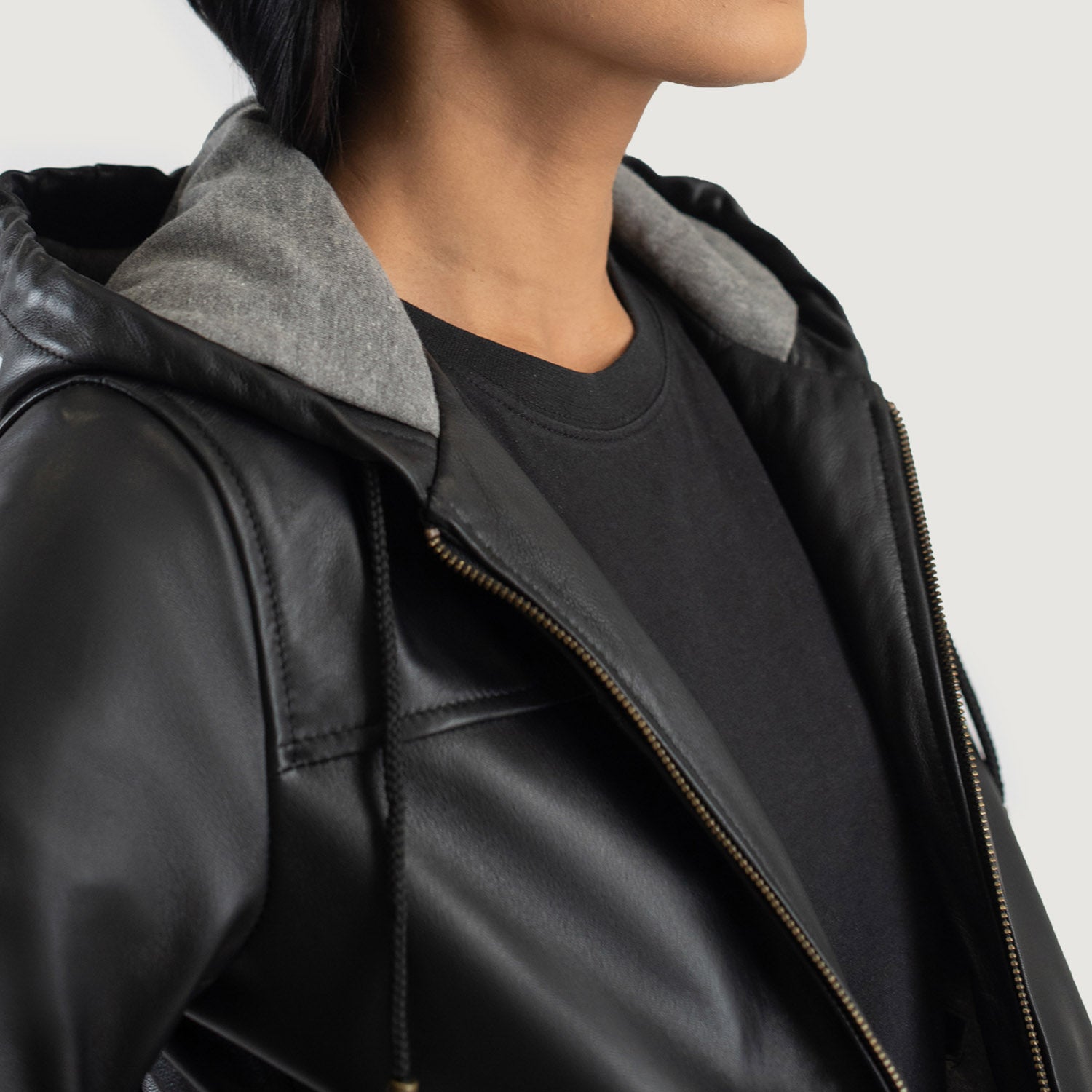 Rebella Hooded Bomber Leather Jacket