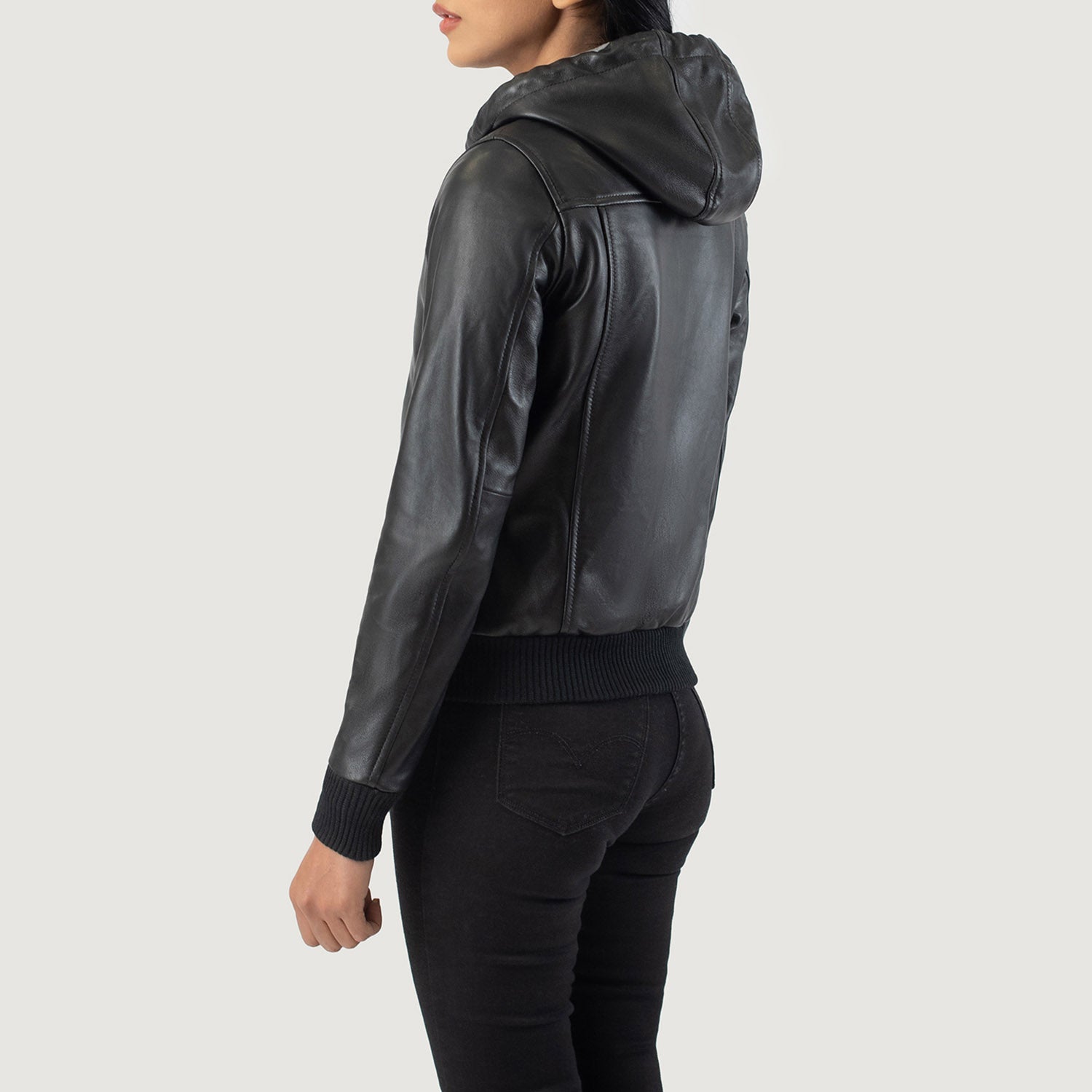 Rebella Hooded Bomber Leather Jacket