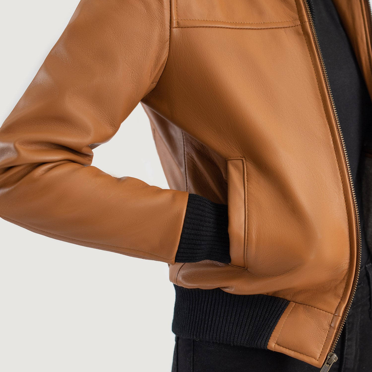 Rebella Hooded Bomber Leather Jacket