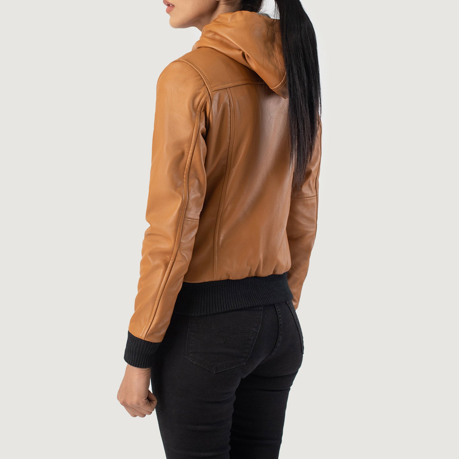 Rebella Hooded Bomber Leather Jacket