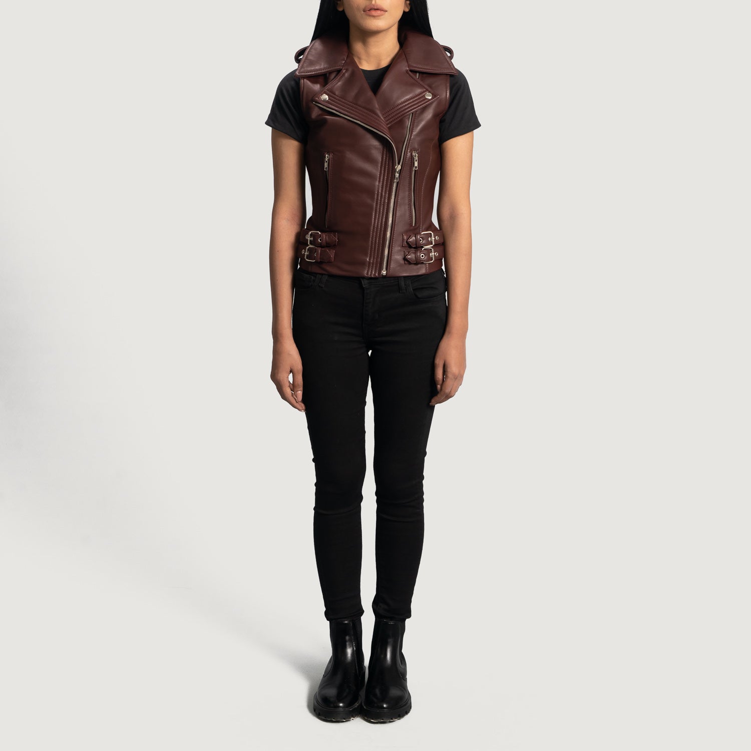 Rhonda Biker Leather Vest For Women