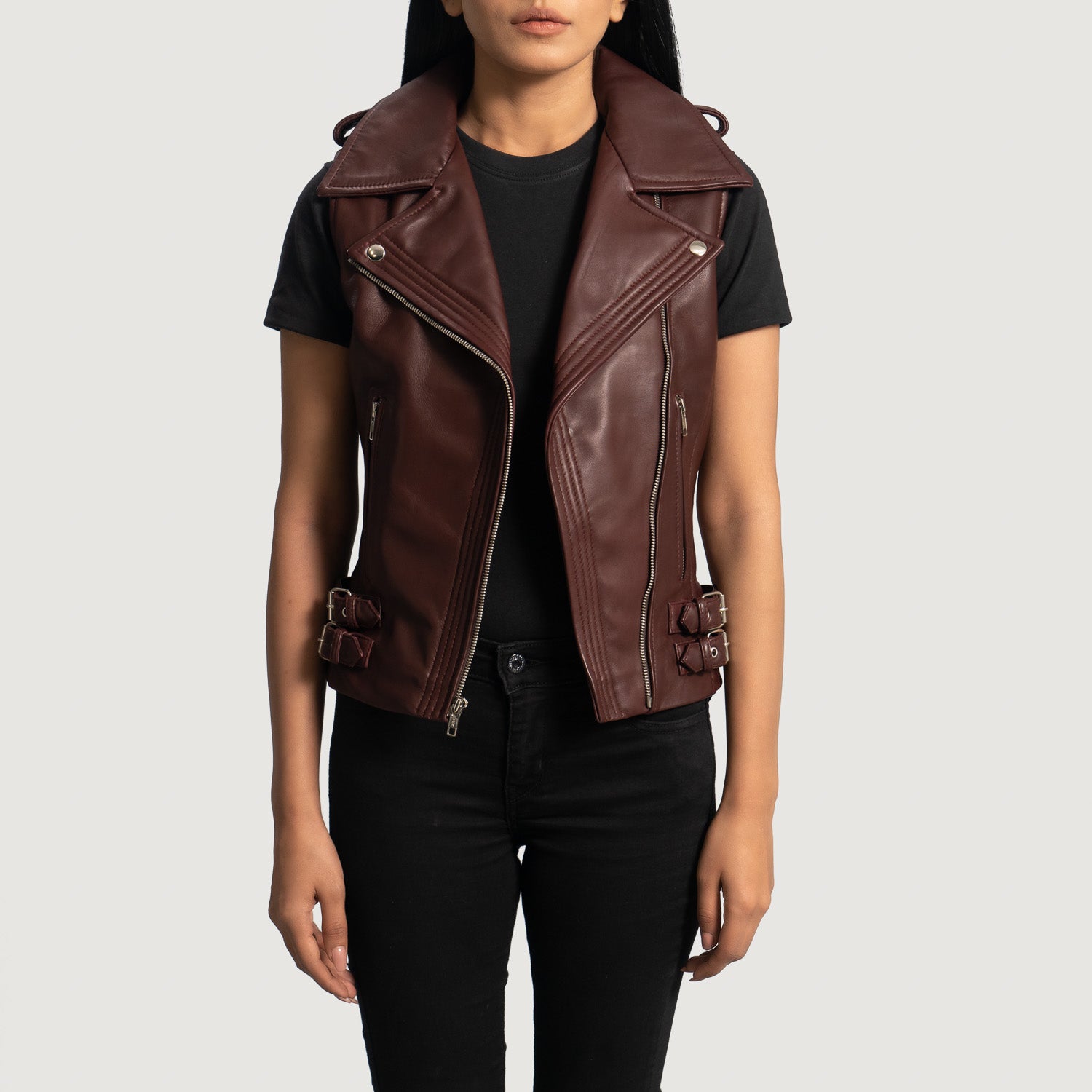 Rhonda Biker Leather Vest For Women