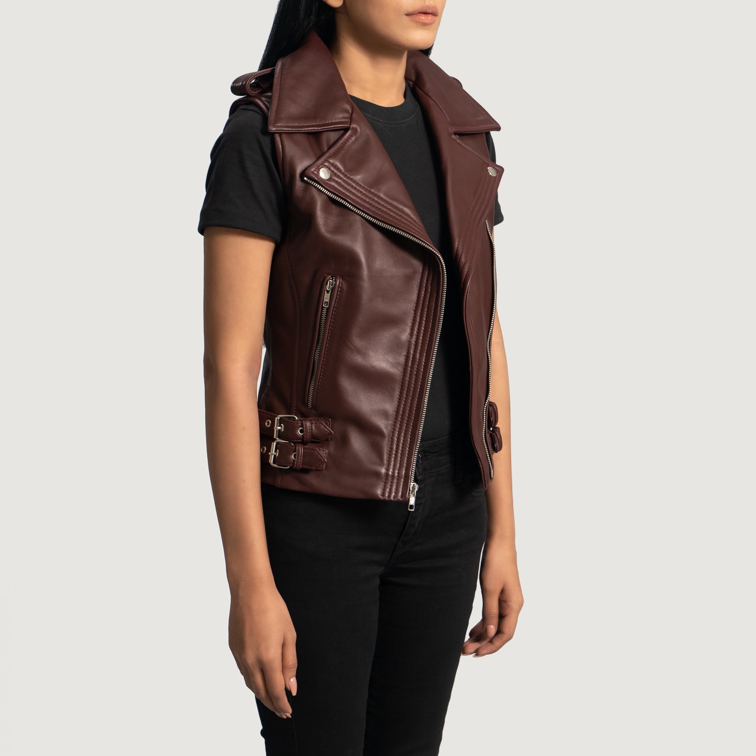 Rhonda Biker Leather Vest For Women