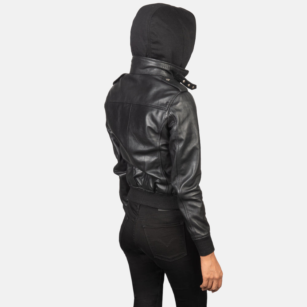 Roslyn Hooded Bomber Leather Jacket
