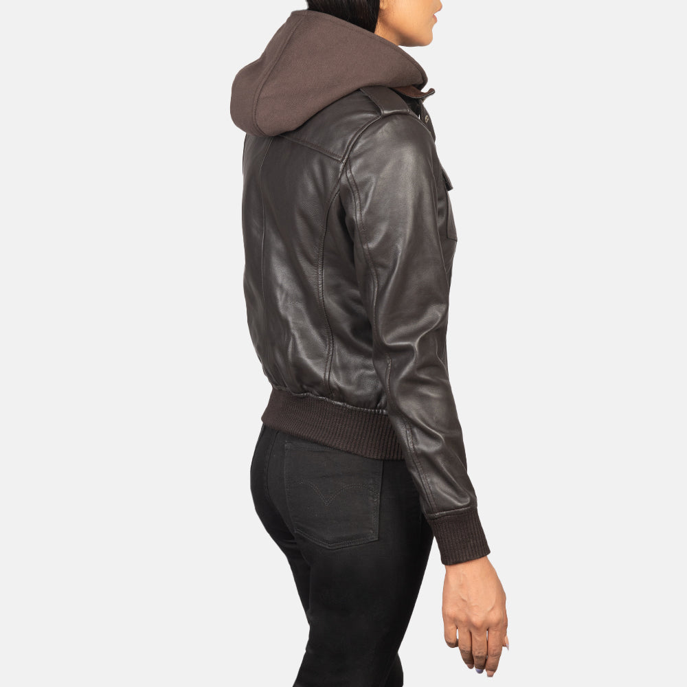 Roslyn Hooded Bomber Leather Jacket