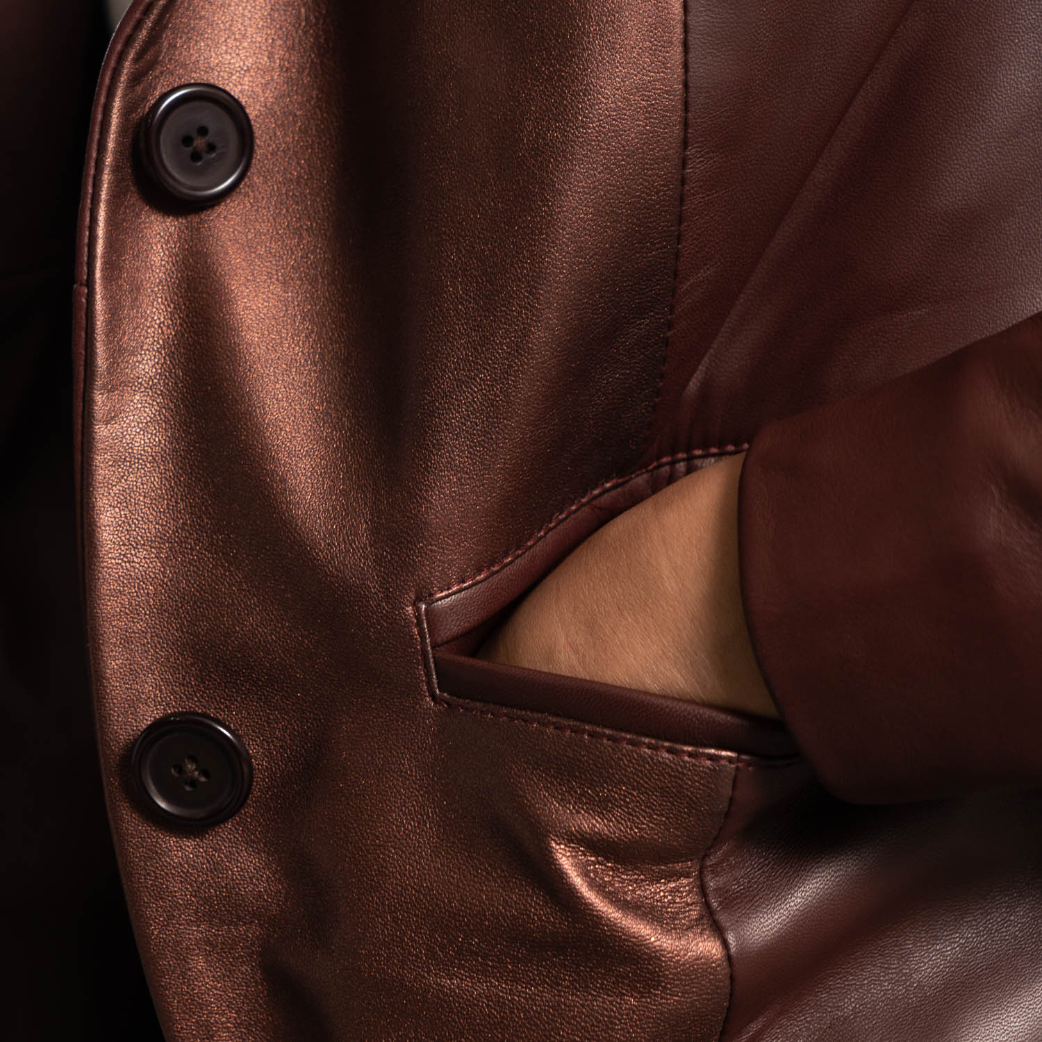 Ruby Metallic Leather Blazer